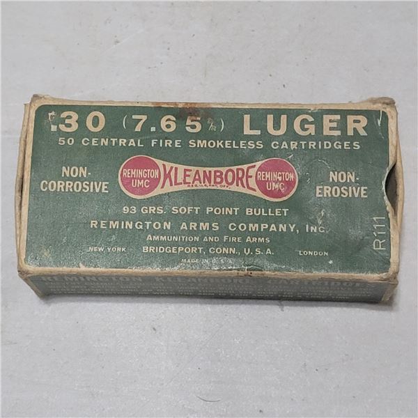 .30 Luger Factory Remington Kleanbore Collectible Box
