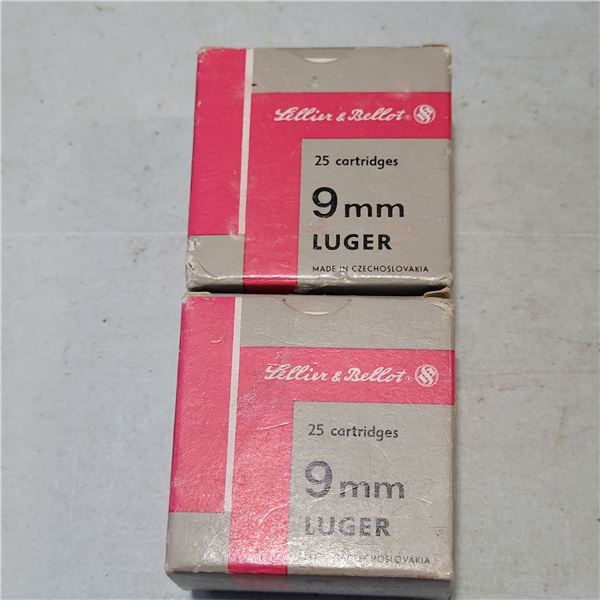 9mm Luger Sellier & Bellot Factory  Ammo 2 Boxes
