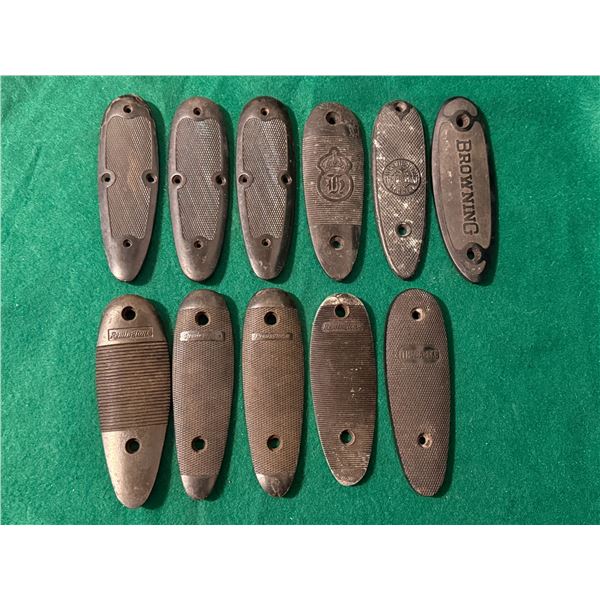 Assorted Vintage Buttplates – Browning, Winchester, Remington, Ithaca & Unmarked (L