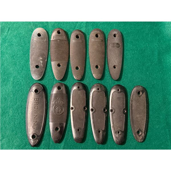 Assorted Vintage Buttplates – Remington, Ithaca-SKB, Browning & Unmarked (Lot of 11