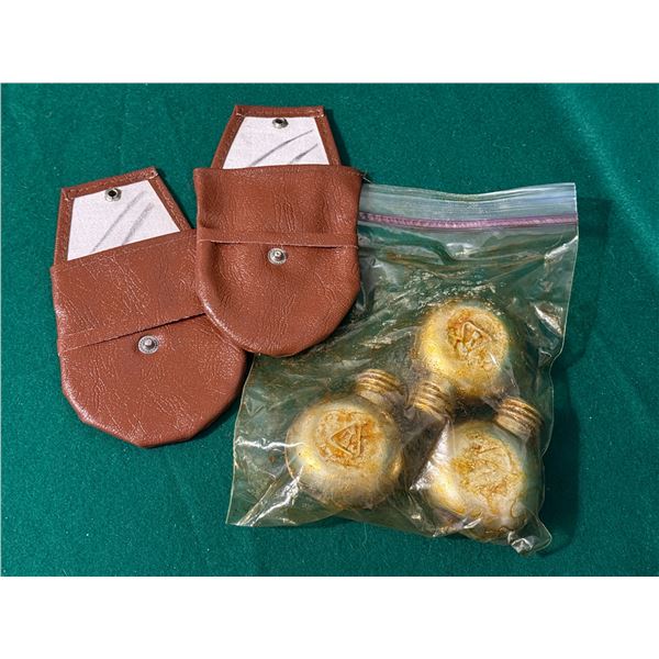 Leather Pouches with Brass Screw-Top Oiler Bottles
