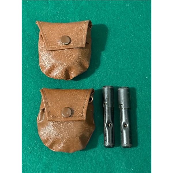 Leather Pouches with Brass Screw-Top Oiler Bottles and Tools