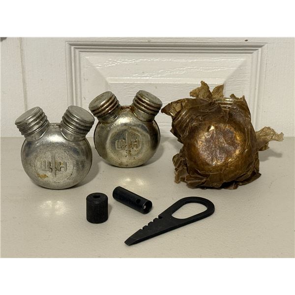 Brass Russian Oil Bottles & Tool Lot