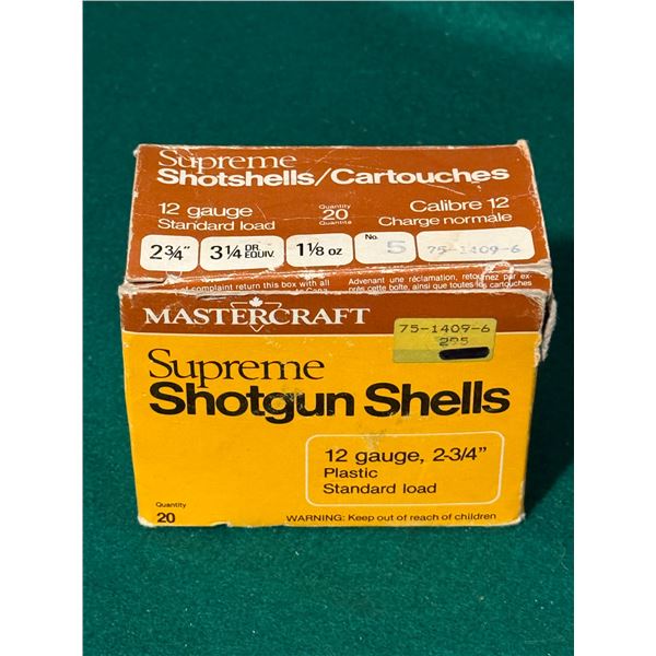 12 Ga 2-3/4" Size 5 Mastercraft Supreme Shotgun Shells
