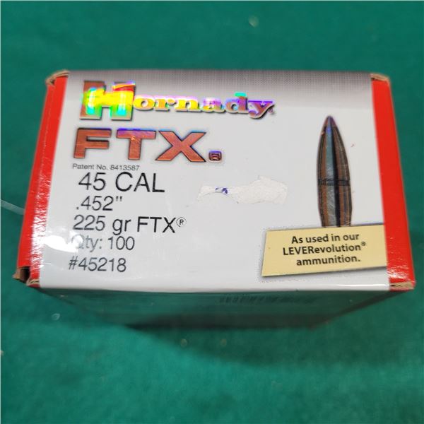 .45 Cal (.452) 225gr Hornady FTX 100 Bullets