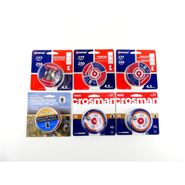 ASSORTED CROSMAN AND BEEMAN .177 CALIBER (4.5MM) PELLETS LOT