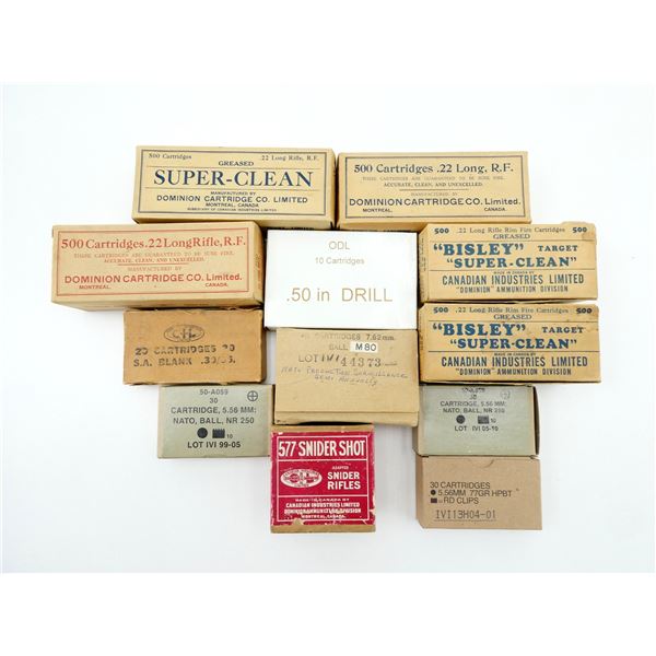 COLLECTIBLE EMPTY ASSORTED AMMO BOXES LOT
