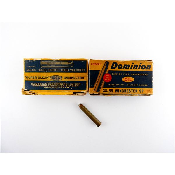 COLLECTIBLE ASSORTED DOMINION .38-55 WIN AMMO LOT