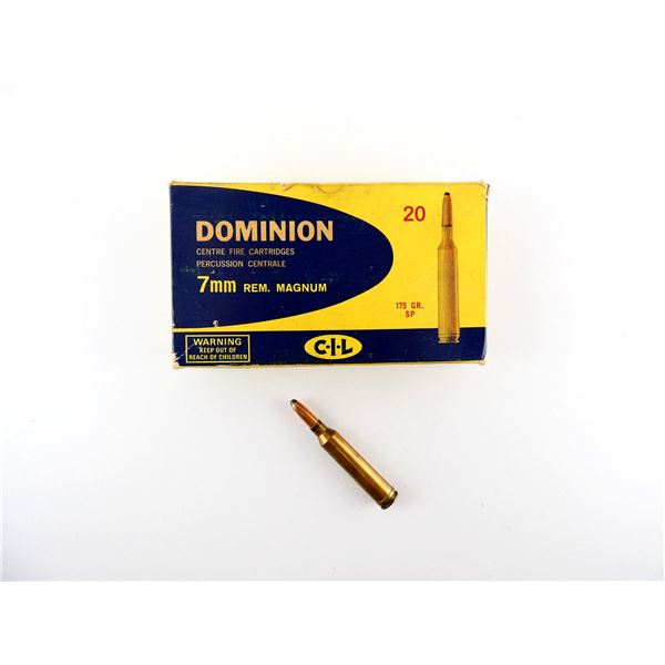 COLLECTIBLE DOMINION 7MM REM MAGNUM AMMO LOT