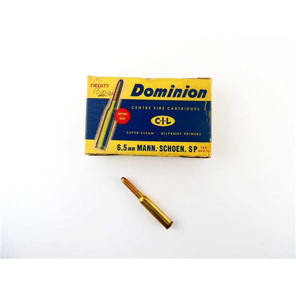 COLLECTIBLE DOMINION 6.5MM MANN-SCHOEN AMMO LOT