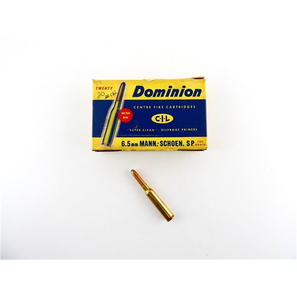 COLLECTIBLE DOMINION 6.5MM MANN-SCHOEN AMMO LOT