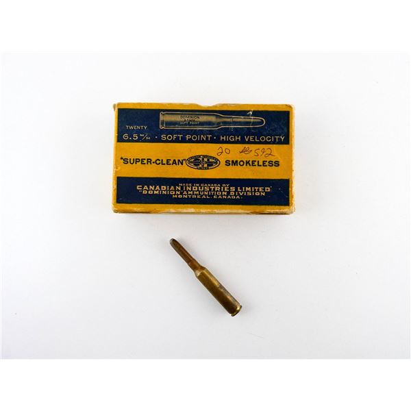 COLLECTIBLE ASSORTED DOMINION 6.5MM MANN-SCHOEN AMMO LOT