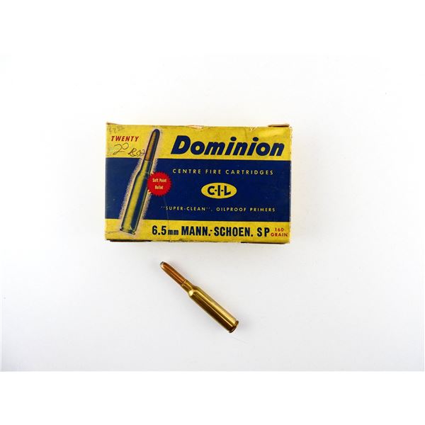 COLLECTIBLE DOMINION 6.5MM MANN-SCHOEN AMMO LOT