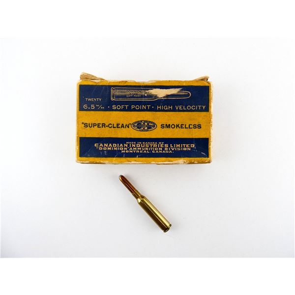 COLLECTIBLE ASSORTED DOMINION 6.5MM MANN-SCHOEN AMMO LOT