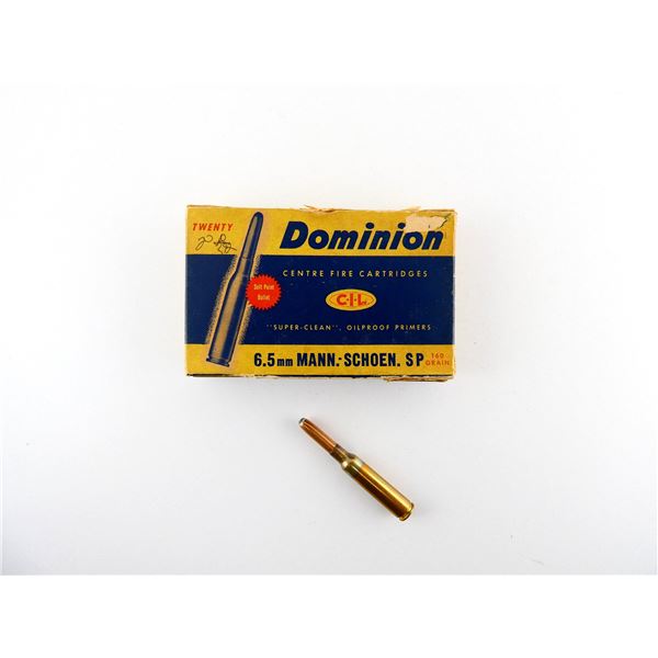COLLECTIBLE DOMINION 6.5MM MANN-SCHOEN AMMO LOT
