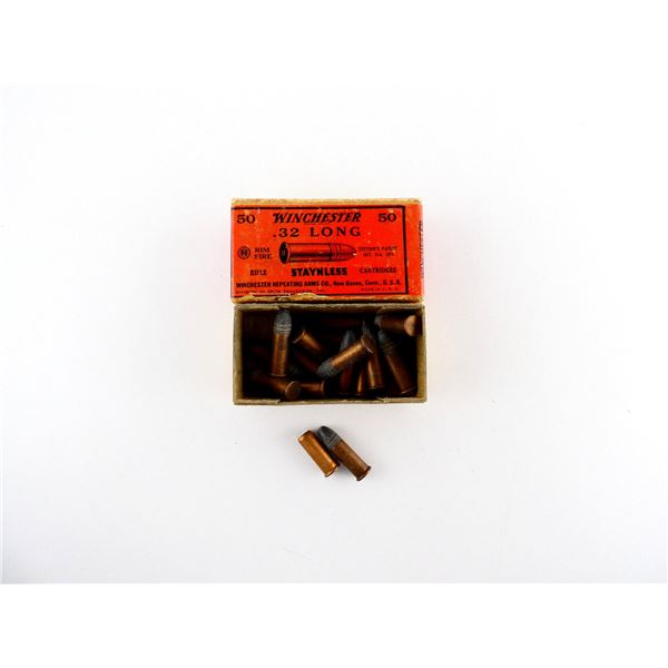 COLLECTIBLE WINCHESTER .32 LONG RF AMMO AND BLANK LOT