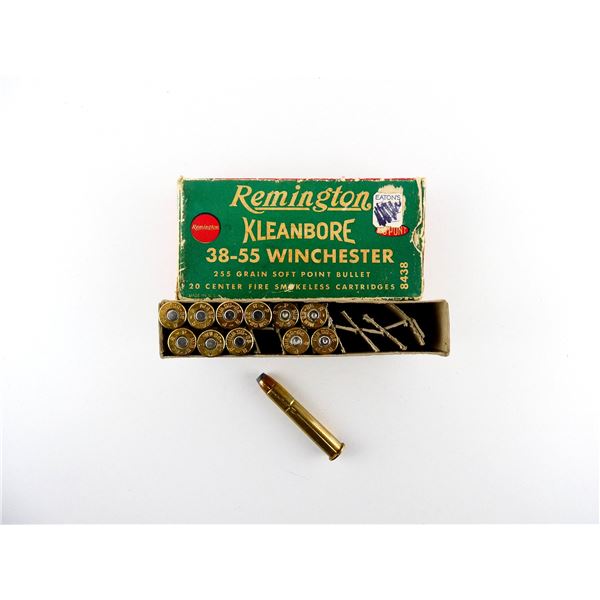 COLLECTIBLE REMINGTON .38-55 WIN AMMO AND NON-PRIMED BRASS CASES LOT