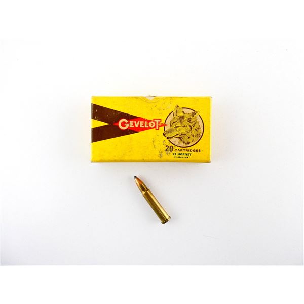COLLECTIBLE GEVELOT .22 HORNET AMMO LOT