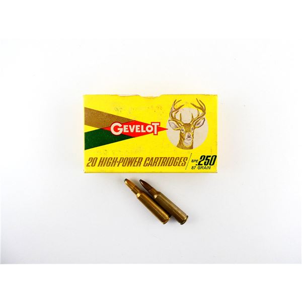 COLLECTIBLE ASSORTED GEVELOT AND DOMINION .250 SAV AMMO LOT
