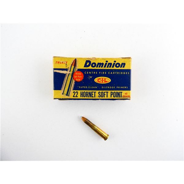 COLLECTIBLE DOMINION .22 HORNET AMMO LOT