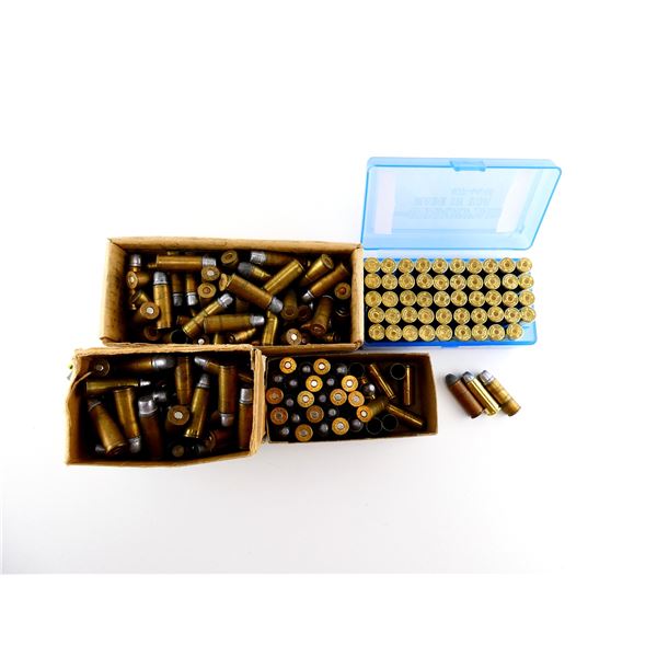 RELOADED ASSORTED .45 COLT AMMO AND NON-PRIMED BRASS CASES LOT