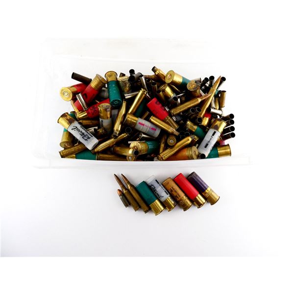 ASSORTED AMMO AND NON-PRIMED BRASS / NICKEL CASES LOT