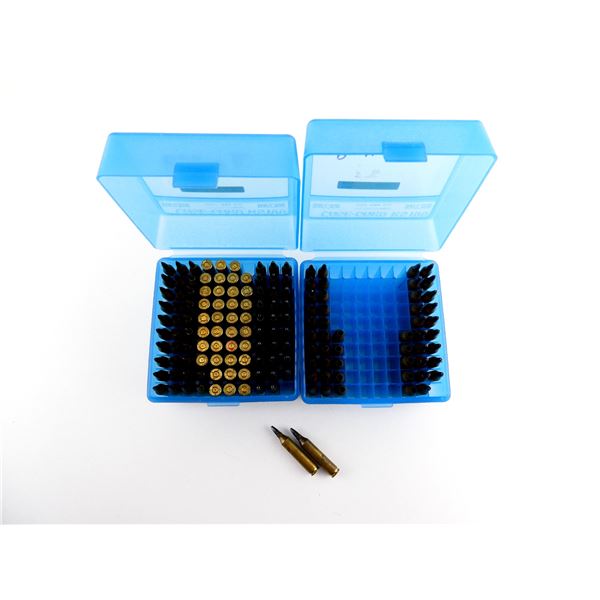 RELOADED ASSORTED .17 REM AMMO AND NON-PRIMED BRASS CASES (MADE FROM .223 REM BRASS CASES) LOT