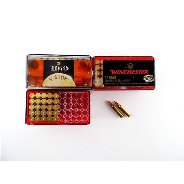 ASSORTED WINCHESTER / FEDERAL PREMIUM AND REMENINGTON.17 HMR AMMO LOT