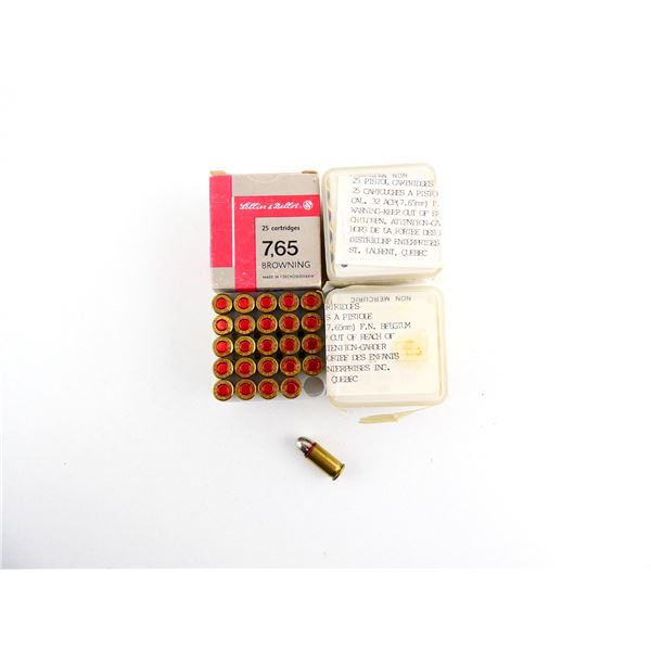 ASSORTED .32 ACP AND 7.65 BROWNING (.32 ACP)  AMMO LOT