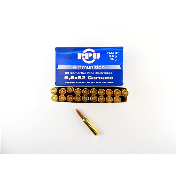 PPU 6.5X52MM CARCANO AMMO LOT