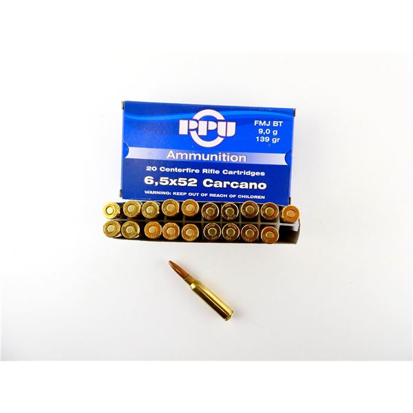 PPU 6.5X52MM CARCANO AMMO LOT