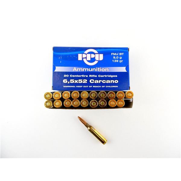 PPU 6.5X52MM CARCANO AMMO LOT