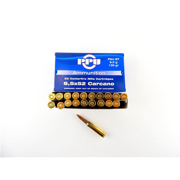 PPU 6.5X52MM CARCANO AMMO LOT