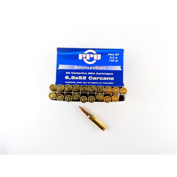 PPU 6.5X52MM CARCANO AMMO LOT