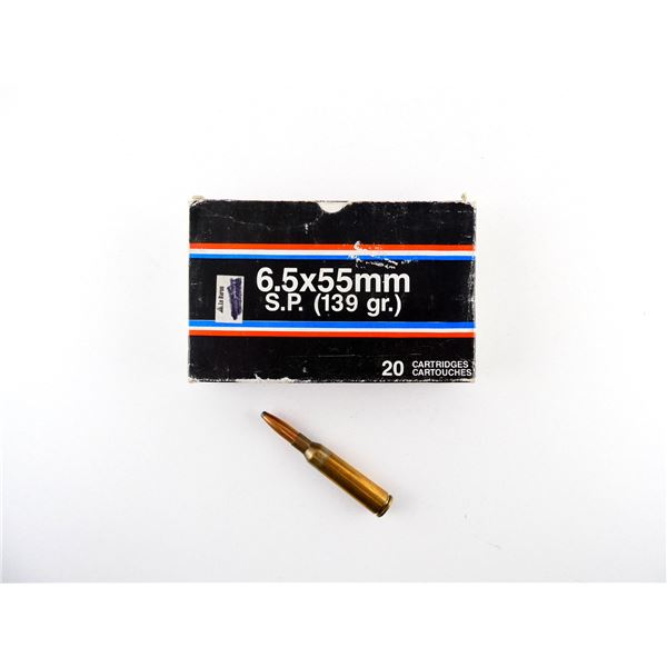 CENTURY 6.5X55MM SWEDISH AMMO AND NON-PRIMED BRASS CASES LOT