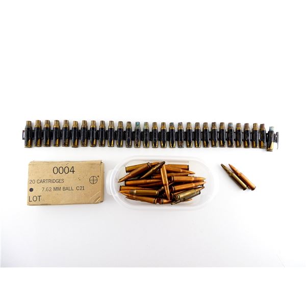 ASSORTED COLD WAR MILITARY 7.62X51MM AMMO / BLANKS AND NON-PRIMED BRASS CASES LOT
