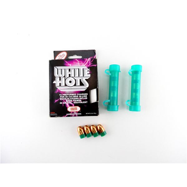 IMR WHITE HOTS PREFORMED CHARGES FOR .50 CALIBER IN-LINE MUZZLELOADING RIFLES AND .50 CALIBER BULLET