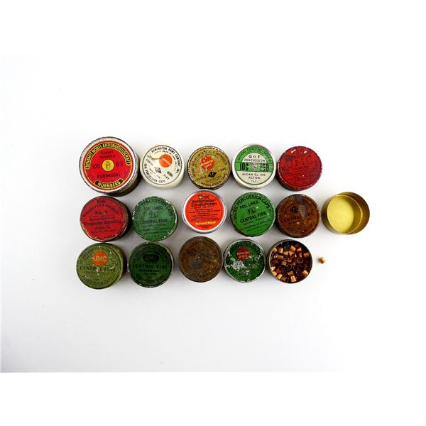 ASSORTED PERCUSSION CAPS / PRIMERS AND EMPTY TINS LOT