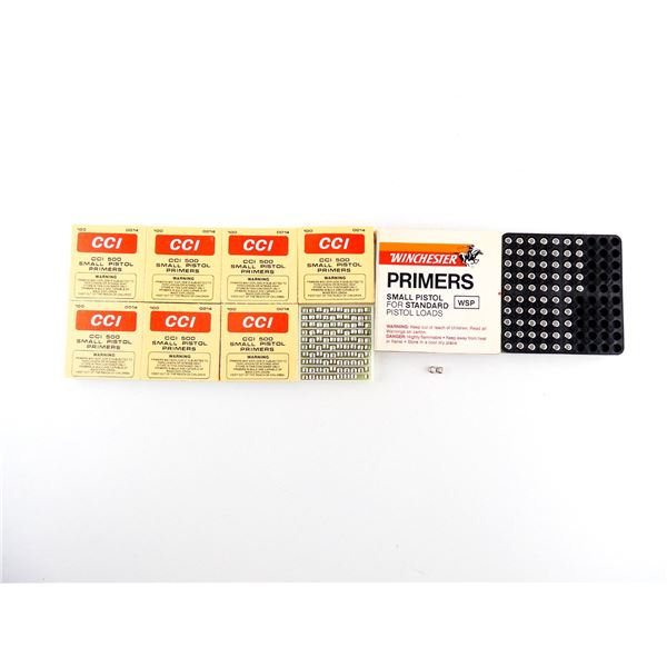 ASSORTED CCI NO. 500 SMALL PISTOL AND WINCHESTER WSP SMALL PISTOL PRIMERS LOT