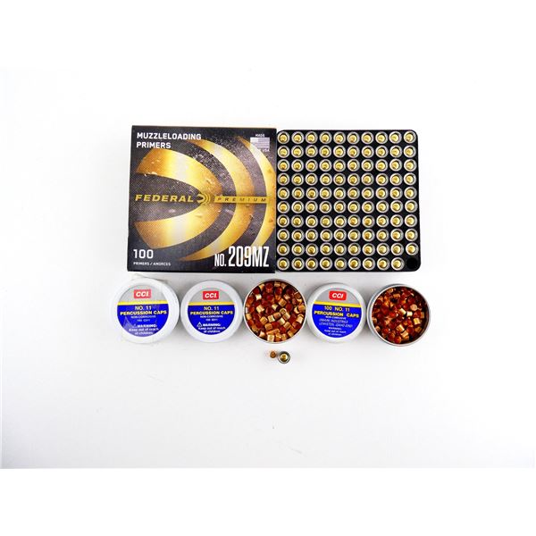 ASSORTED CCI NO. 11 PERCUSSION CAPS AND FEDERAL NO. 209MZ PRIMERS LOT