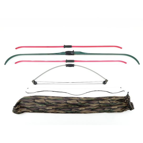 ASSORTED LONG BOW AND YOUTH COMPOUND BOW LOT