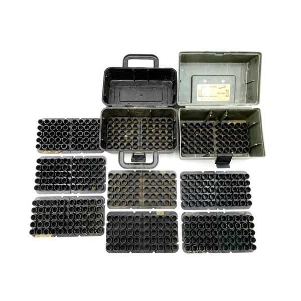 ASSORTED 20 GAUGE PLASTIC SHOT SHELL AMMO BOXES / TRAYS LOT