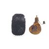 Image 2 : ANTIQUE LEATHER SHOT FLASK WITH SHOT LOT