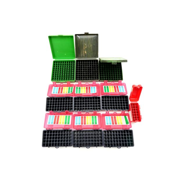 ASSORTED PLASTIC PISTOL / MEDIUM RIFLE AMMO CONTAINERS LOT