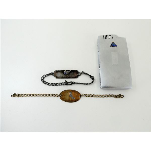 WWII RCAF NAMED STERLING SILVER BRACELETS, ETC. LOT