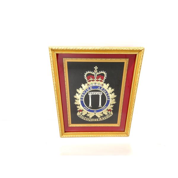 CANADIAN MILITARY ADMINISTRATION BRANCH FRAMED BADGE