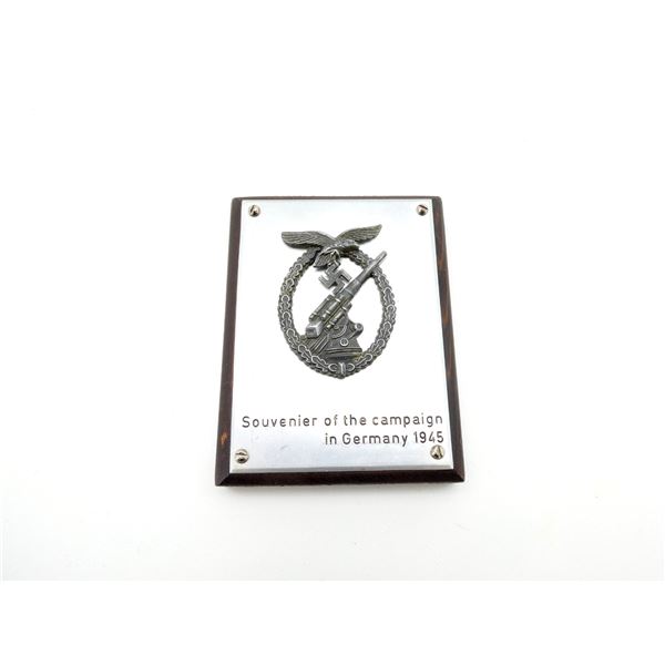 WWII VETERAN'S SOUVENIR LUFTWAFFE ANTI-AIRCRAFT FLAK BADGE PLAQUE