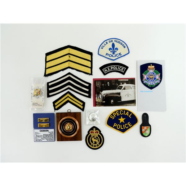 ASSORTED POLICE BADGES, BUTTONS, PLAQUE, ETC. LOT