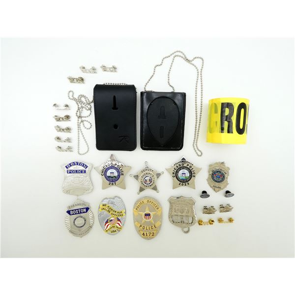 ASSORTED POLICE BADGES, ETC. LOT