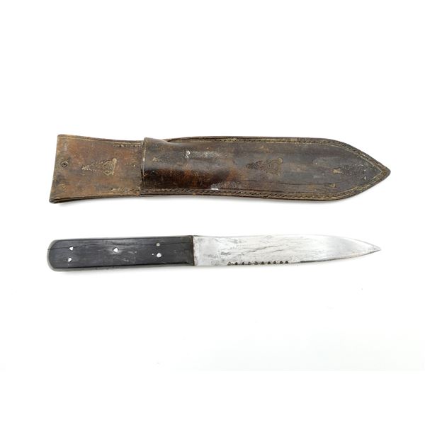BRITISH SAILORS KNIFE WITH LEATHER SCABBARD
